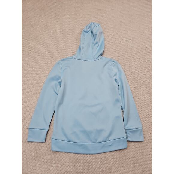 Under Armour Sweatshirt Girls Youth Small Blue Hooded Pullover Halographic Logo - Picture 6 of 7